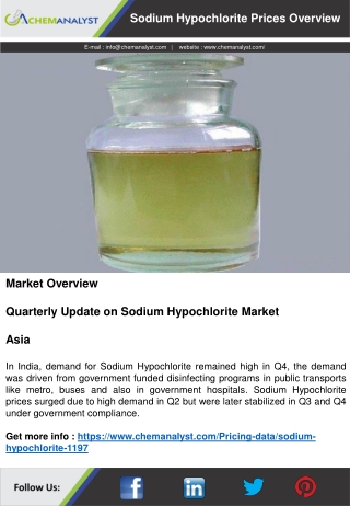 Sodium Hypochlorite Pricing, Prices, Price, News | ChemAnalyst