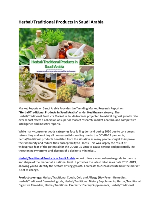 Herbal/Traditional Products in Saudi Arabia