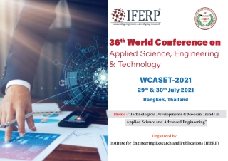 36th World Conference on Applied Science, Engineering & Technology