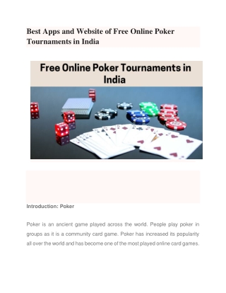 Best Apps and Website of Free Online Poker Tournaments in India