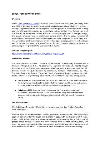 Level Transmitter Market Trends, Strategy and Forecast to 2027
