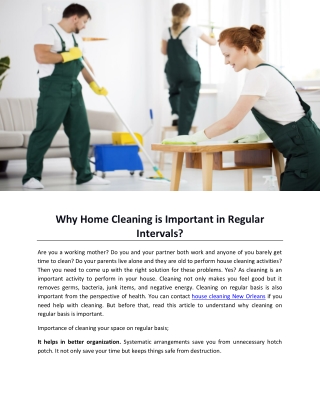 Why Home Cleaning is Important in Regular Intervals?