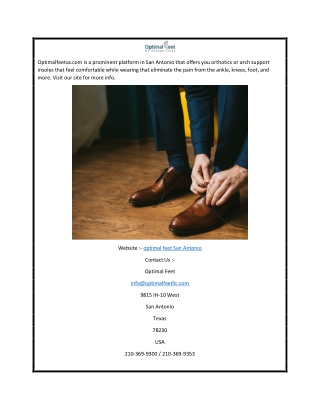 Optimal Feet San Antonio | Optimalfeetsa.com