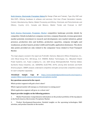 North America Electrostatic Precipitator Market Trends, Share, Competitive Dynamics, Demand, Key Players - Forecast 2027