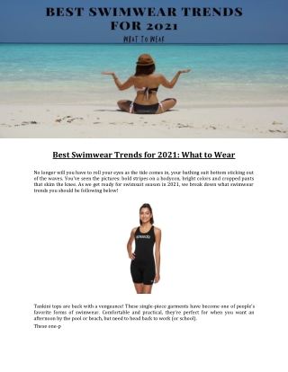 Best Swimwear Trends for 2021: What to Wear