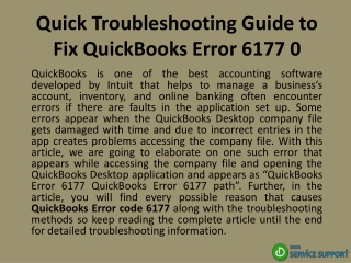 Quick Troubleshooting Guide to Fix QuickBooks Error 6177 0