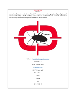 San Antonio Bug Exterminator | Bugco.org