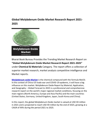 Global Molybdenum Oxide Market Forecast 2021-2025