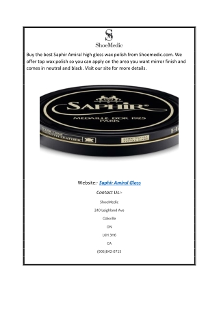 Saphir Shoe Polish Canada | Shoemedic.com