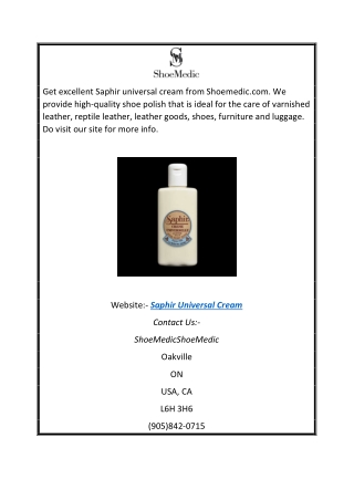 Saphir Universal Cream | Shoemedic.com