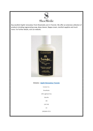 Saphir Renovateur Toronto | Shoemedic.com