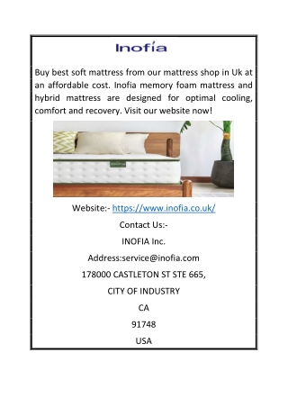 Memory Foam Mattress in Uk | Inofia.co.uk