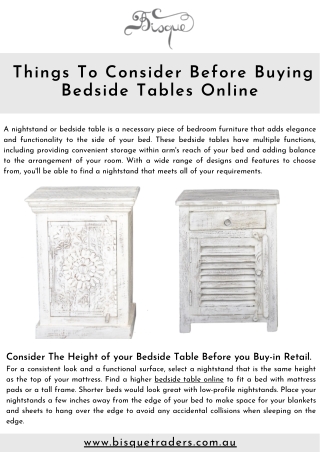 Things To Consider Before Buying Bedside Tables Online