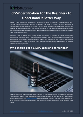 CISSP Certification For The Beginners | iGlobe Career
