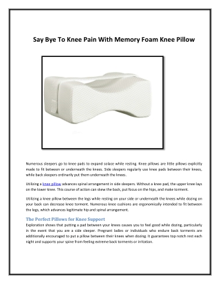 Say Bye To Knee Pain With Memory Foam Knee Pillow