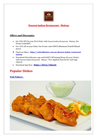 15% Off - Daawat Indian Restaurant Menu - Maleny takeaway, QLD