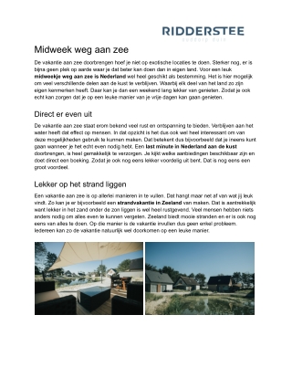 Midweek weg aan zee