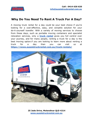 Why Do You Need To Rent A Truck For A Day?