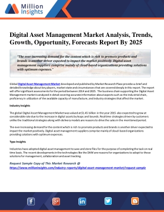 Digital Asset Management Market Future Forecasts, Status, and Industry Opportunities till 2025