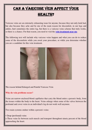 Can a Varicose Vein Affect Your Health