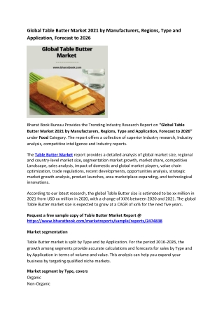 Global Table Butter Market Research Report 2021-2026