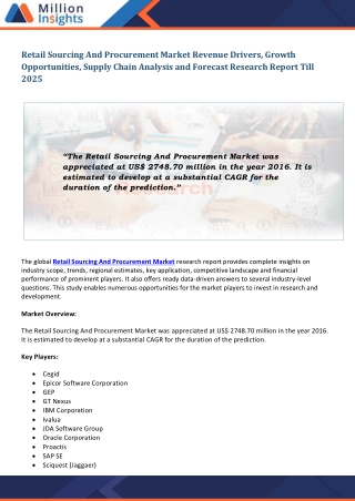 Retail Sourcing And Procurement Market