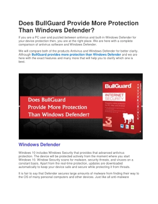 Does BullGuard Provide More Protection Than Windows Defender