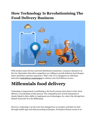 How Technology Is Revolutionising The Food Delivery Business