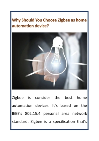 Why Should You Choose Zigbee as home automation device?