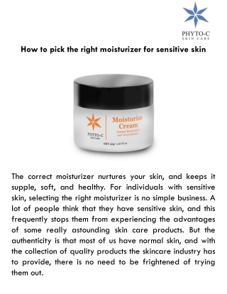 How to pick the right moisturizer for sensitive skin?