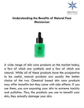 Understanding the Benefits of Natural Face Moisturizer