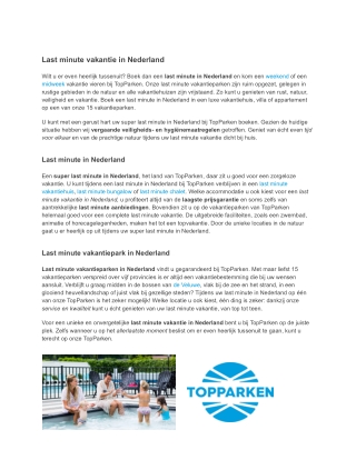 Last minute vakantie  TopParken