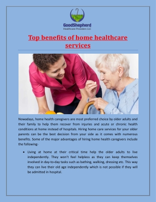 Top benefits of home healthcare services