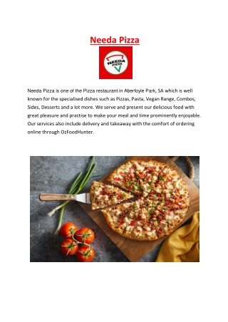 5% off - Needa Pizza Restaurant Aberfoyle Park Menu, SA