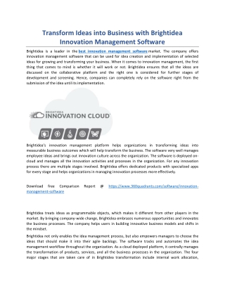 Transform Ideas into Business with Brightidea Innovation Management Software