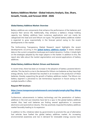 Battery Additives Market - Global Industry Analysis, Size, Share, Growth, Trends