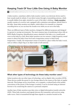 Keeping Track Of Your Little One Using A Baby Monitor
