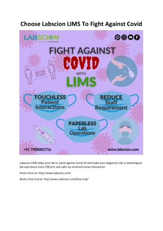 Choose Labscion LIMS To Fight Against Covid