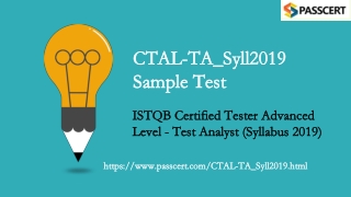 Advanced Level - Test Analyst  CTAL-TA_Syll2019 Dumps