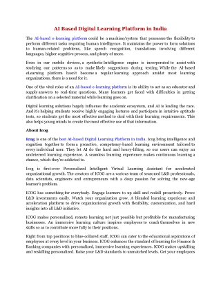 AI Based Digital Learning Platform in India
