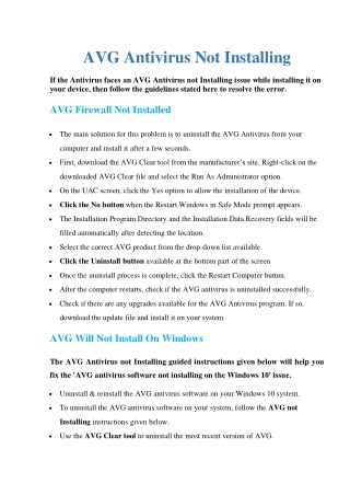 AVG Antivirus not Installing | Get Illustrative Guide