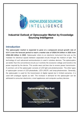 Optocoupler Market Set to Witness Magnificent Grow and Competitive Outlook