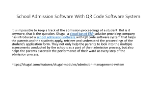 School Admission Software With QR Code Software System