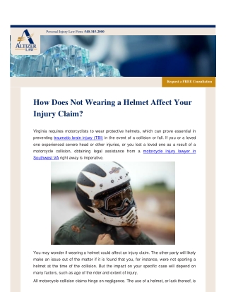 How Does Not Wearing a Helmet Affect Your Injury Claim