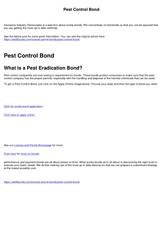 Pest Control Bond