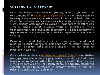 Setting Up a Company