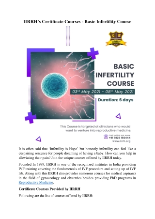 Basic Infertility Course - IIRRH