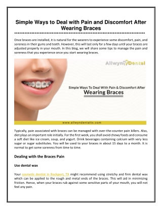 Ways to deal with pain and discomfort after wearing braces