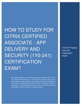 How to Study for Citrix Certified Associate - App Delivery and Security (1Y0-241