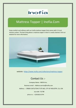 Mattress Topper | Inofia.Com